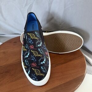 Toms Baja  Mens Black Outlined Dino Doodles Print Shoe in Size 11.5 New w/ Box